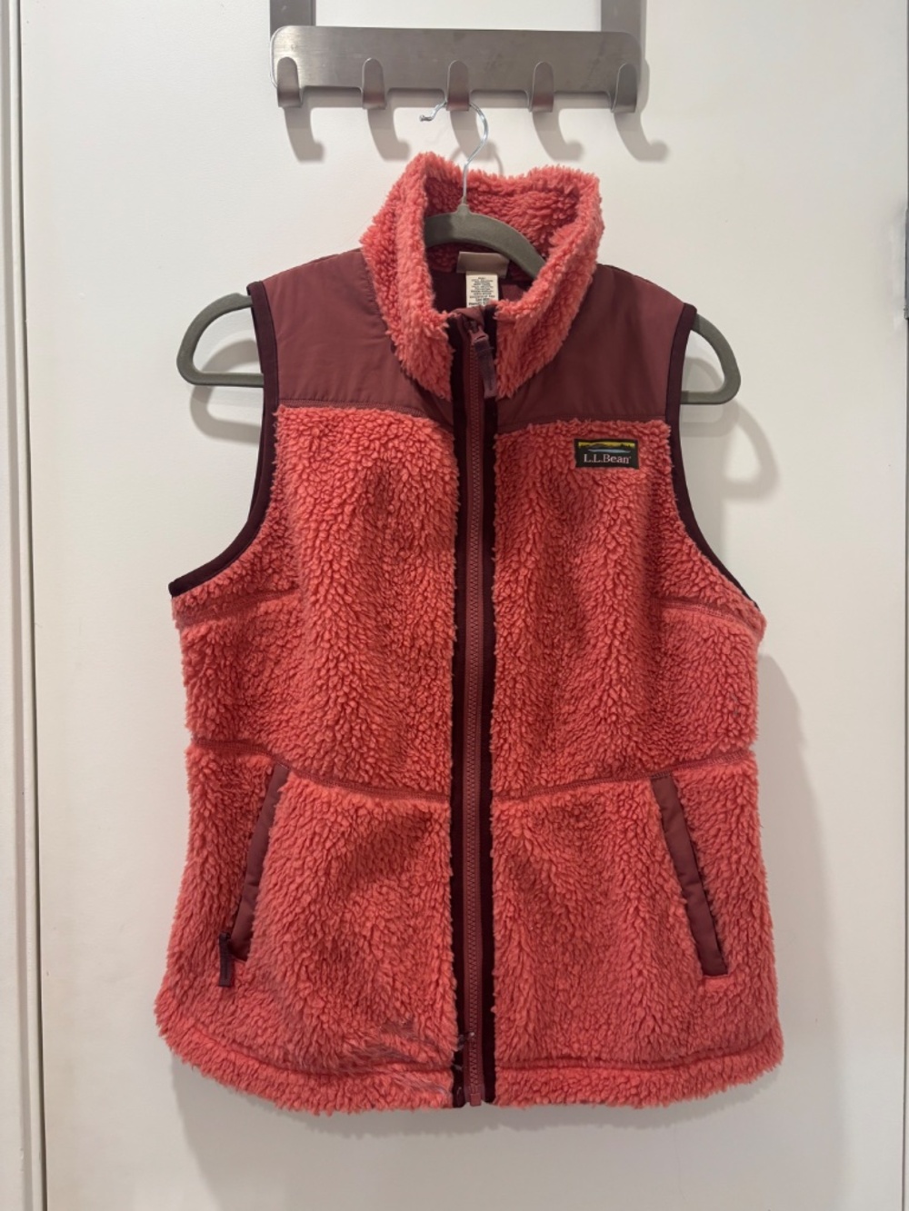 L.L.Bean Coral Sherpa Fleece Vest Size Small
